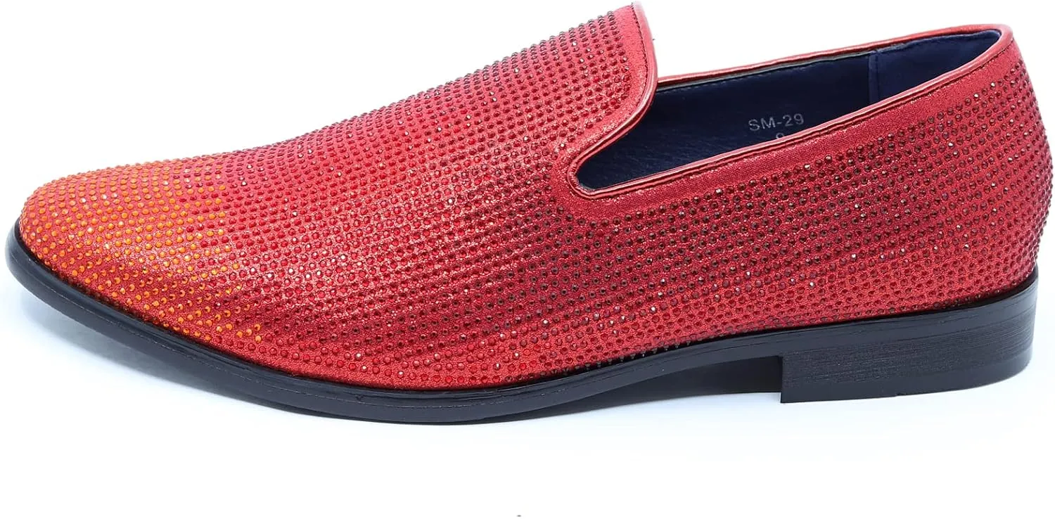 Men's Vintage Rhinestone Designer Classic Smoking Dress Tuxedo Loafers Slip On Shoes SM-29