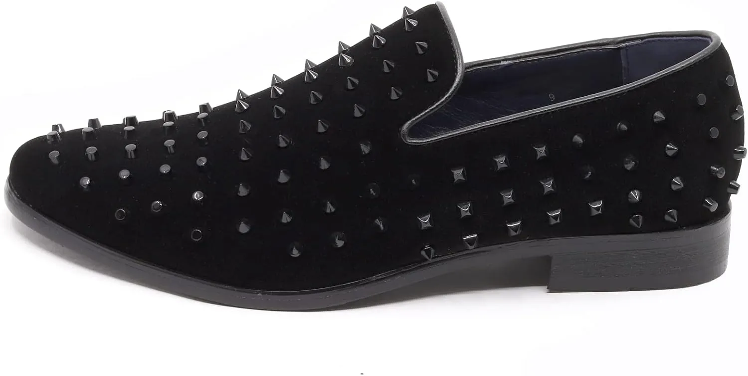 Men's Vintage Spike Fashion Designer Classic Smoking Dress Tuxedo Loafers Slip On Shoes SM-28