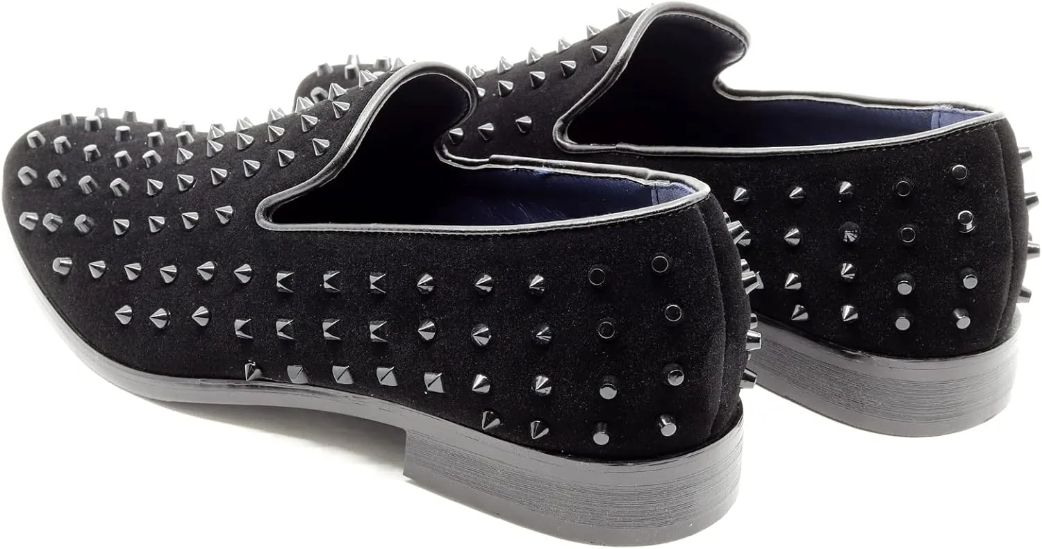 Men's Vintage Spike Fashion Designer Classic Smoking Dress Tuxedo Loafers Slip On Shoes SM-28