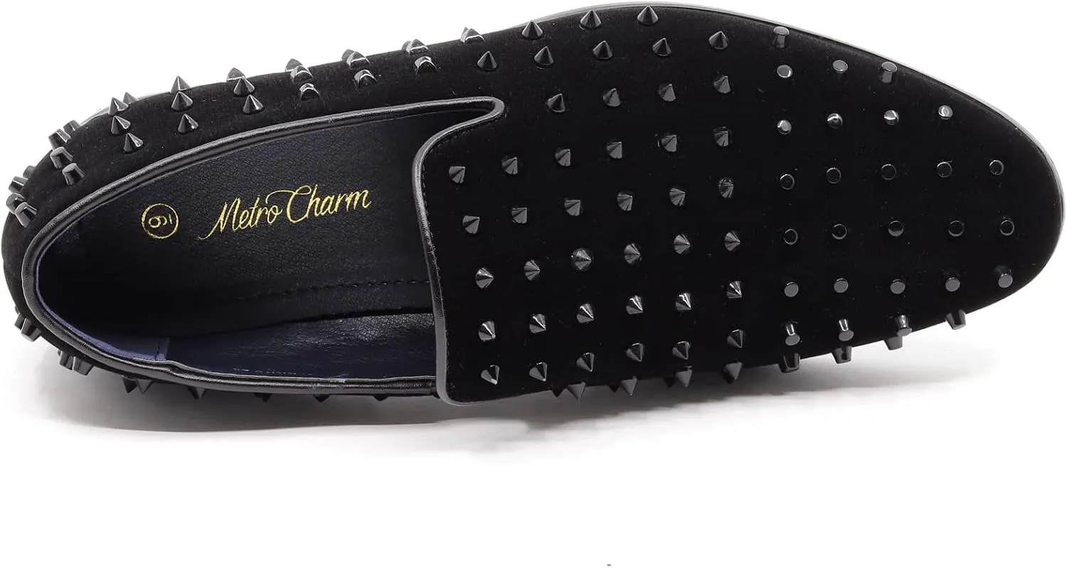 Men's Vintage Spike Fashion Designer Classic Smoking Dress Tuxedo Loafers Slip On Shoes SM-28