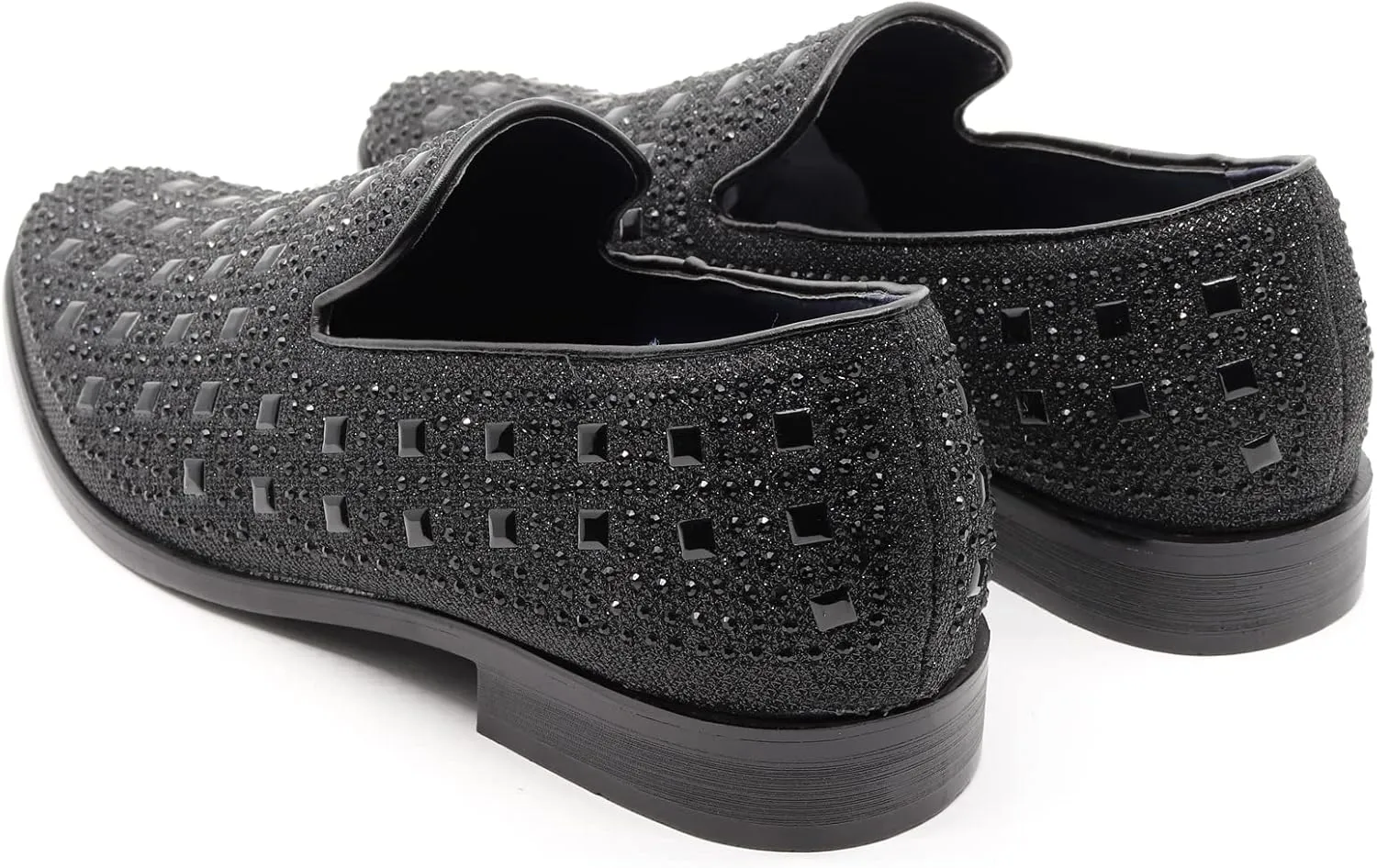 Men's Vintage Studded Rhinestone Designer Classic Smoking Dress Tuxedo Loafers Slip On Shoes SM-11