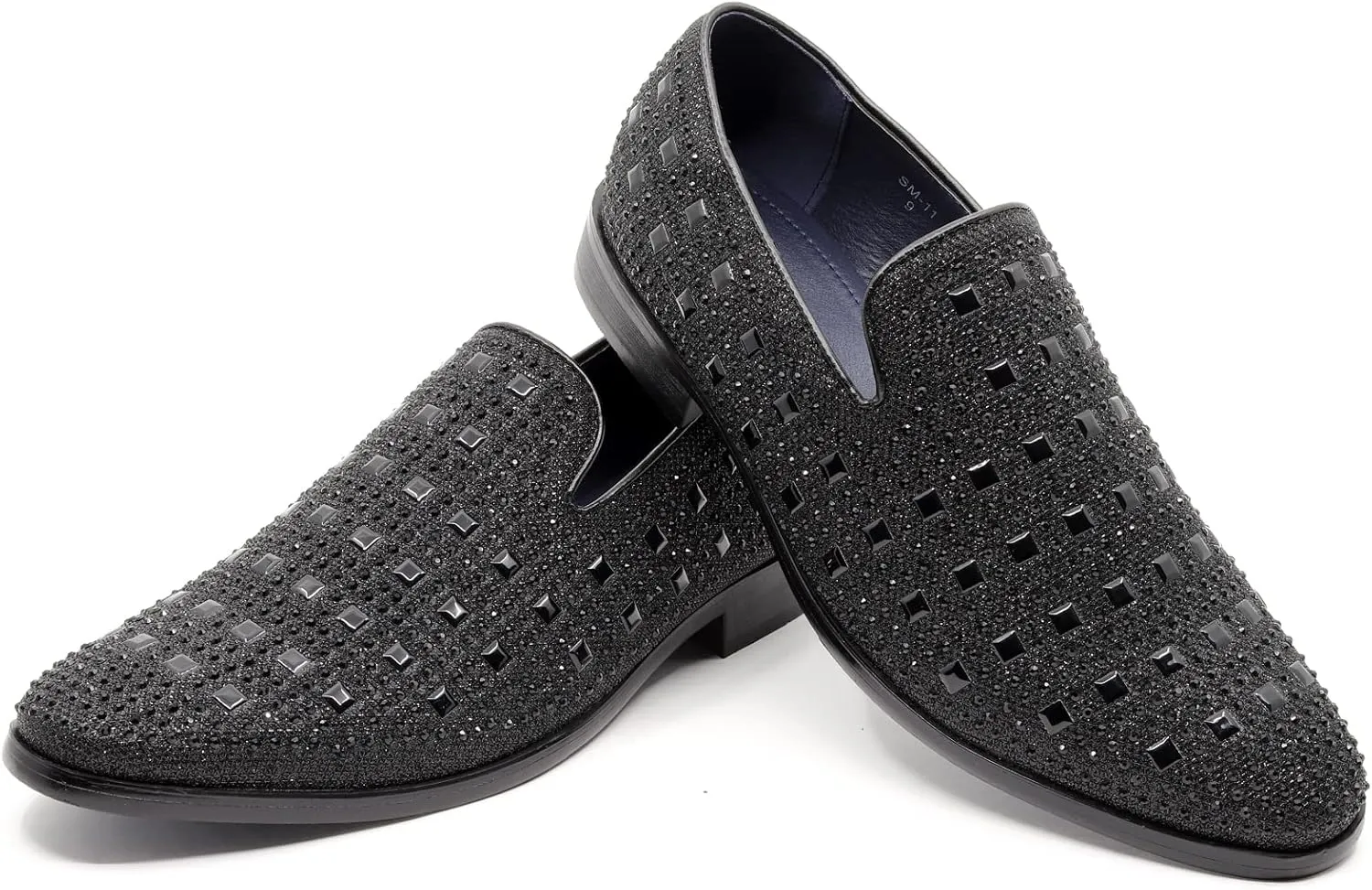 Men's Vintage Studded Rhinestone Designer Classic Smoking Dress Tuxedo Loafers Slip On Shoes SM-11