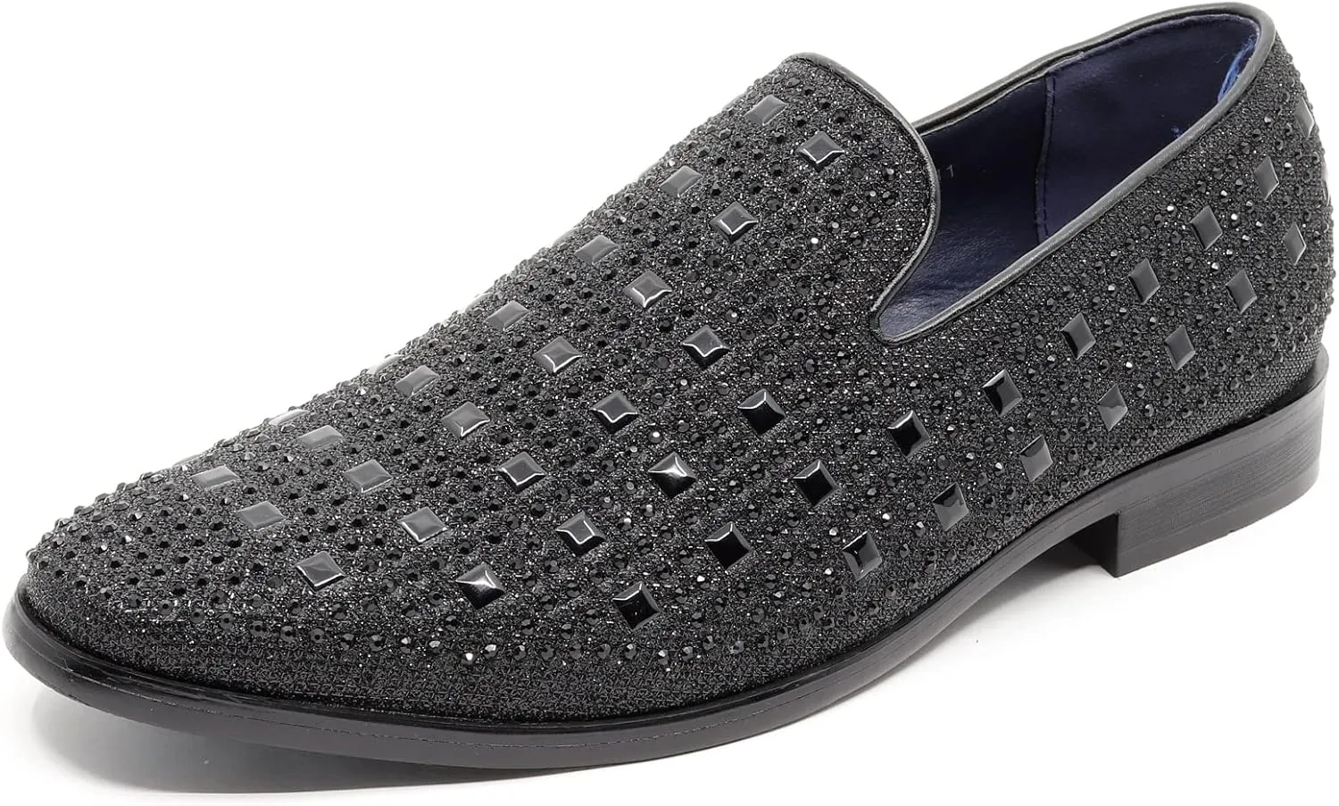 Men's Vintage Studded Rhinestone Designer Classic Smoking Dress Tuxedo Loafers Slip On Shoes SM-11