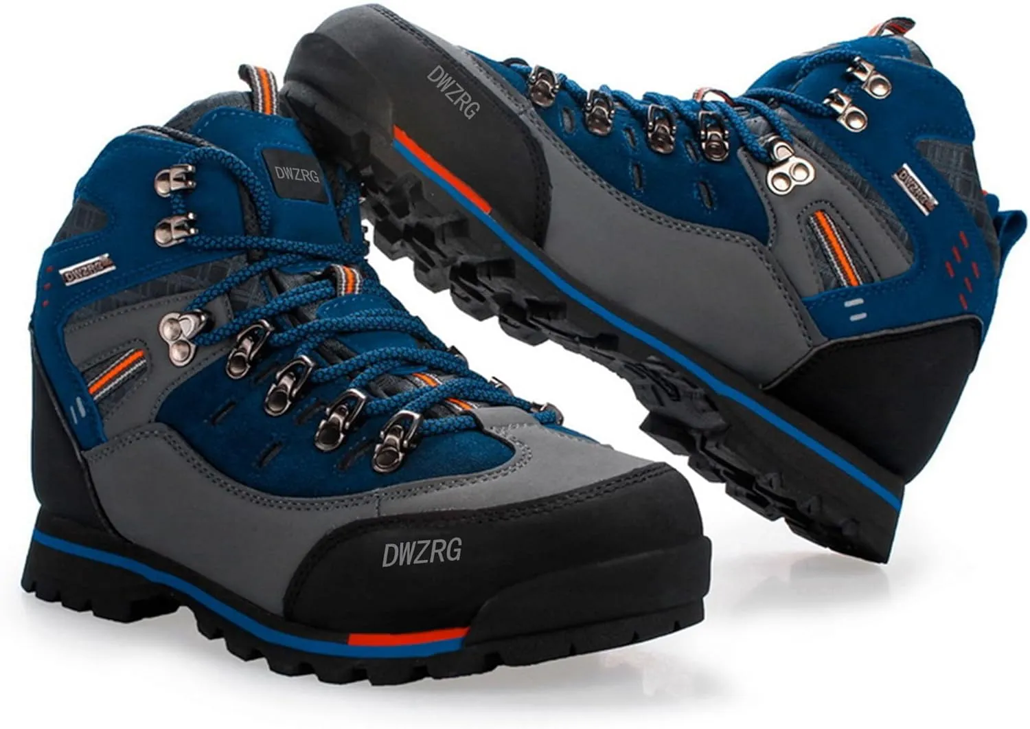 Men's Waterproof Leather mid Hiking Boots Outdoor Non-Slip Lightweight Trekking Sneakers