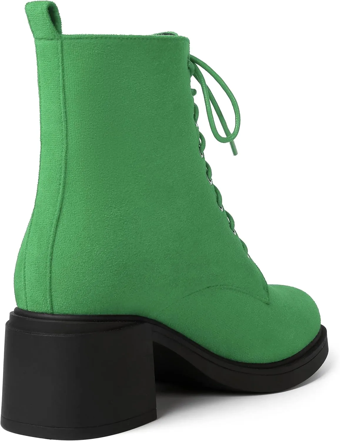 MERRORI Womens Combat Booties Casual Lace Up Solid Round Toe Suede Block Mid Heel Ankle High Boots 2.5 Inch