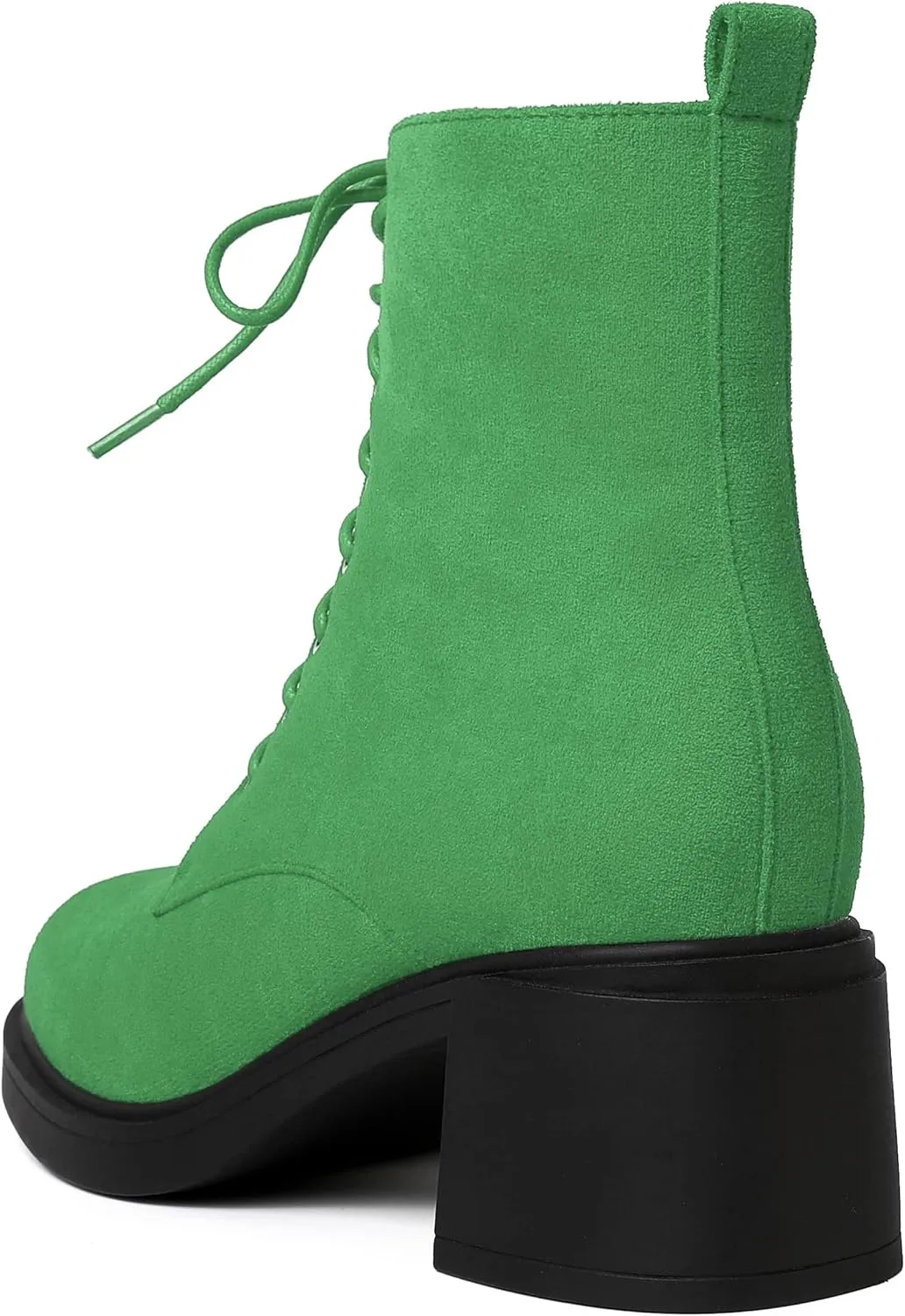 MERRORI Womens Combat Booties Casual Lace Up Solid Round Toe Suede Block Mid Heel Ankle High Boots 2.5 Inch