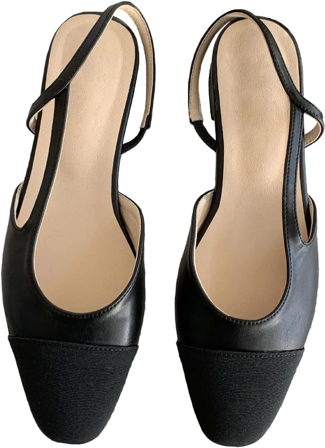 MICIFA slingback flats for women, Round Toe Low heel Sandals Fashion Splicing Dress Shoes for Women