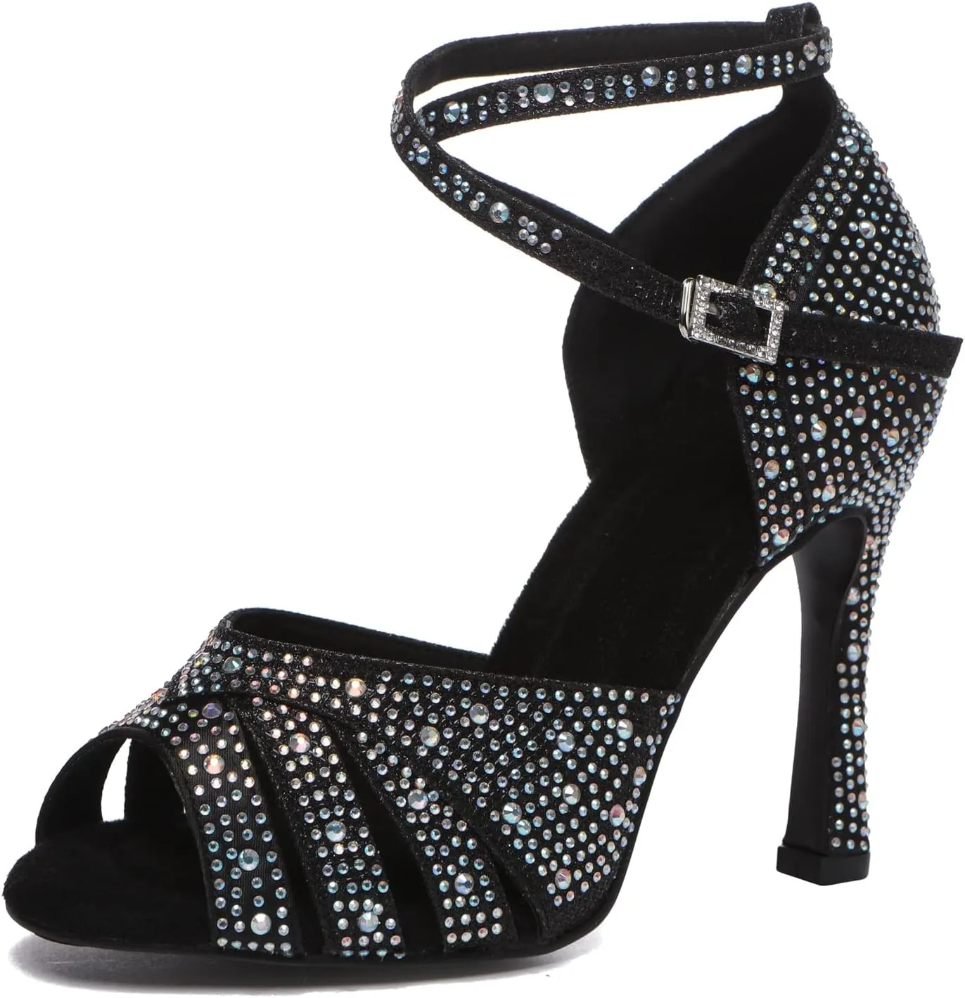 Minishion Comfortable High Heel Dance Shoes for Women Pearl Beaded Wedding Sandals