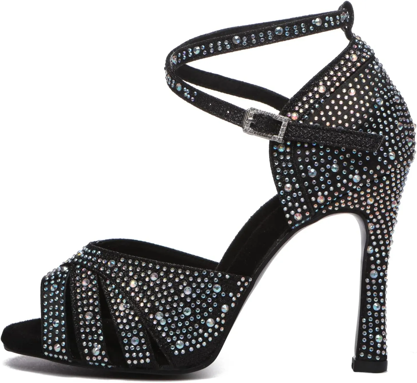 Minishion Comfortable High Heel Dance Shoes for Women Pearl Beaded Wedding Sandals