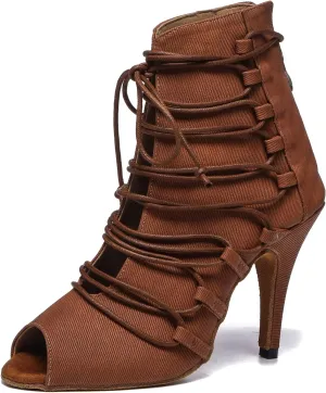 Minishion Dancing Boots Women Latin Ballroom Ankle Dance Shoes Sommer Evening Wedding Party Heeded Sandals
