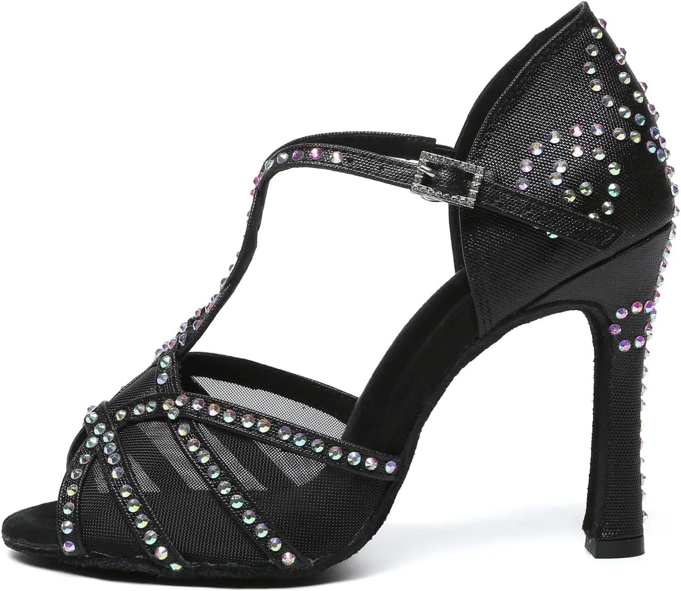 Minishion Latin Salsa Dance Shoes for Women Rhinestones Pattern Wedding Evening Sandals