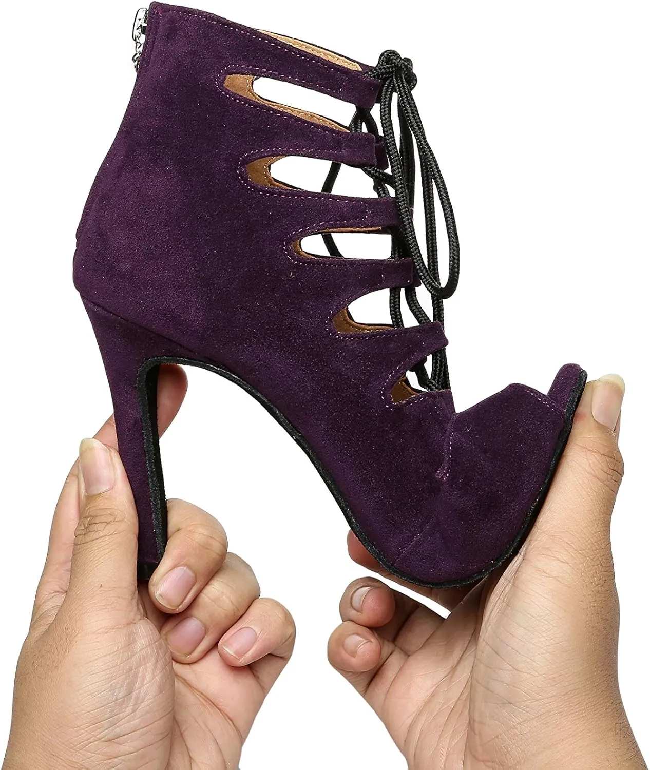 Minishion Women's Ballroom Dancing Boots Lace-up Latin Shoes Formal Party Sandals