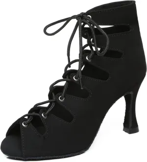 Minishion Women's Ballroom Dancing Boots Lace-up Latin Shoes Formal Party Sandals