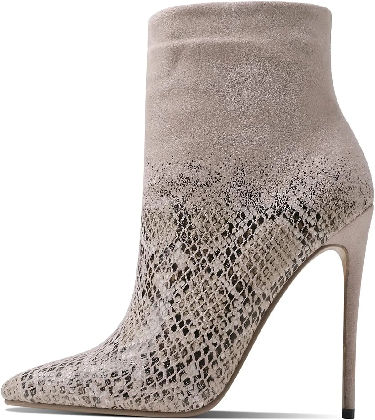 MOOMMO Women Pointed Toe Booties Stiletto Heel Side Zipper Ankle Boots Suede Leather Snake Pattern Patchwork Gradient Two-Toned 4 Inch High Heel Boots Comfort Classic Office Dress Shoes Size 4-11 M US