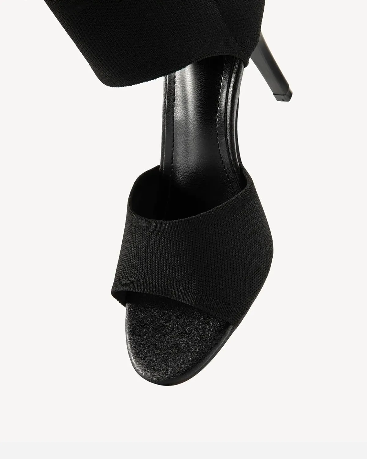 Mousse Fit Women Retro Peep Toe Elegant Stiletto Low Heeled Sandals Breathable Mesh Knit Elastic Design Upper Comfortable Shoes