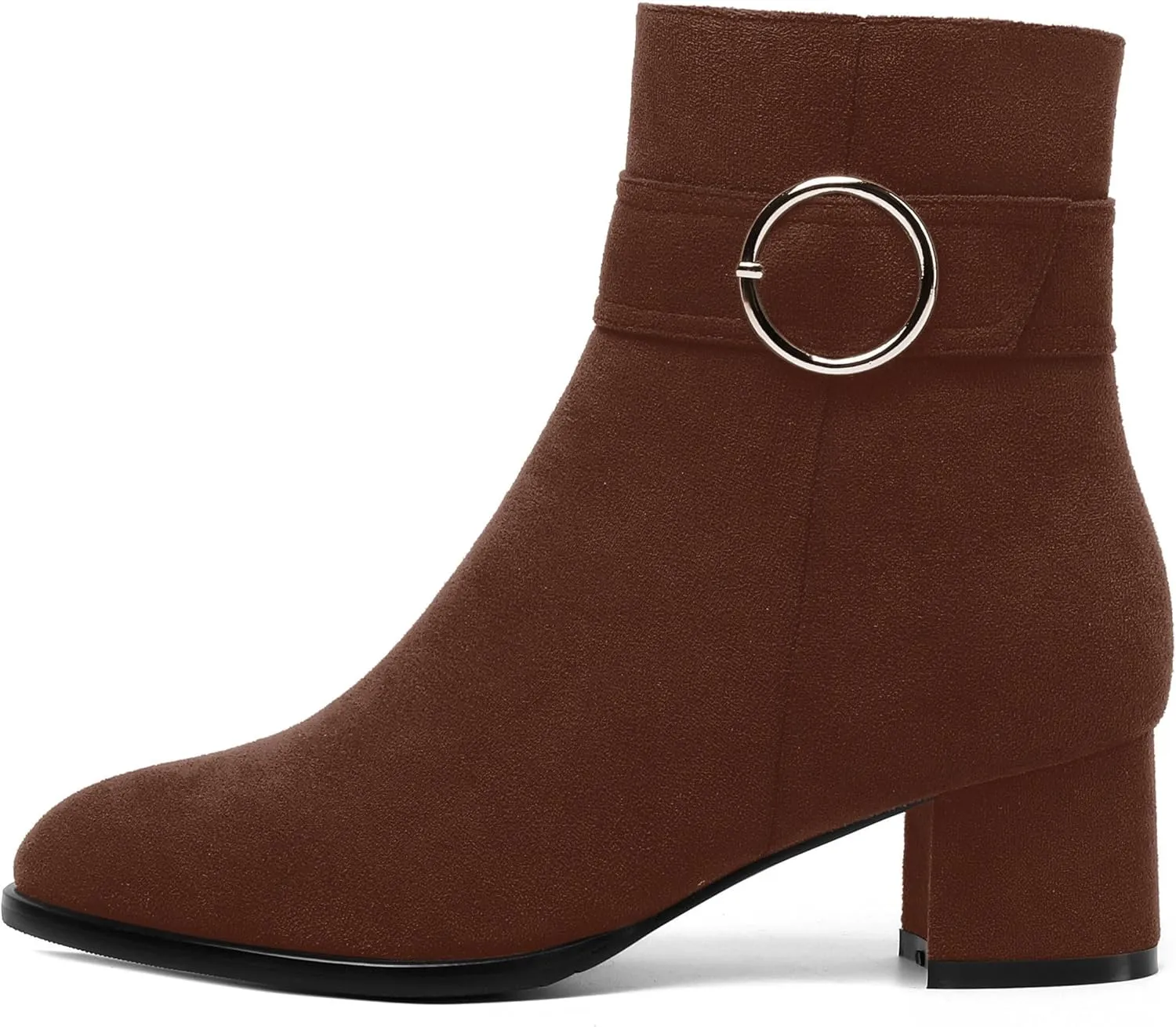 MOVINSTEPS Ankle Boots for Women Low Chunky Heel Wide Width Suede Short Booties Comfortable Casual Business Fashion Dressy Fall Winter Boots 2 Inch