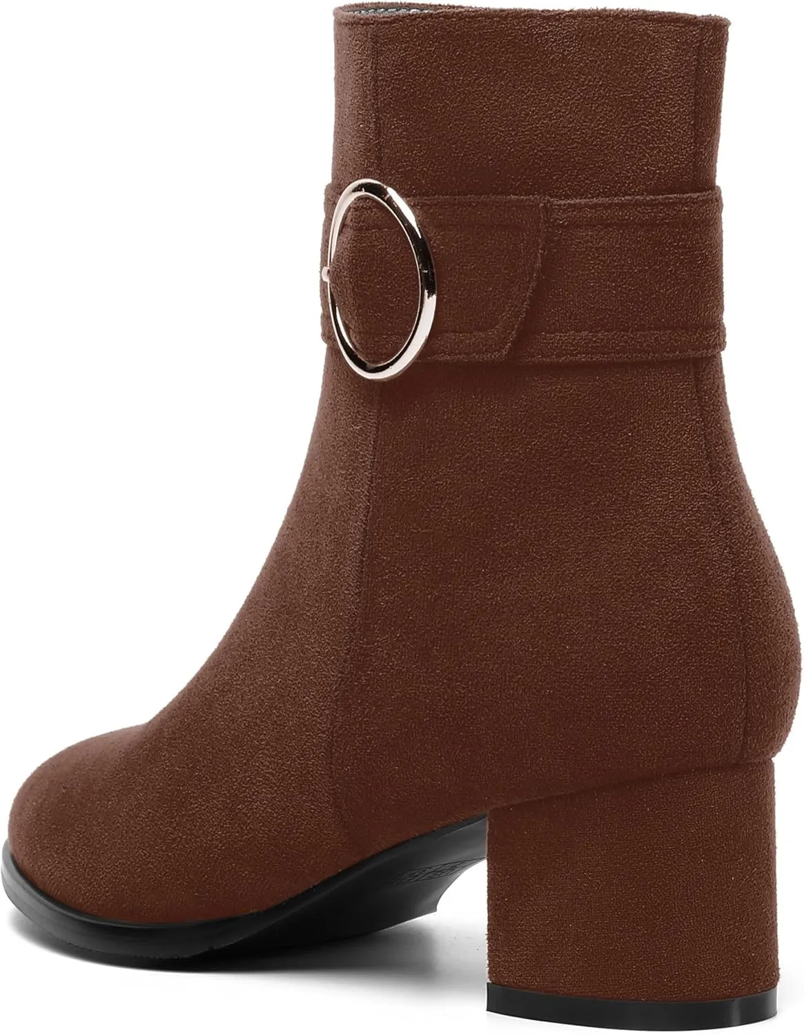 MOVINSTEPS Ankle Boots for Women Low Chunky Heel Wide Width Suede Short Booties Comfortable Casual Business Fashion Dressy Fall Winter Boots 2 Inch