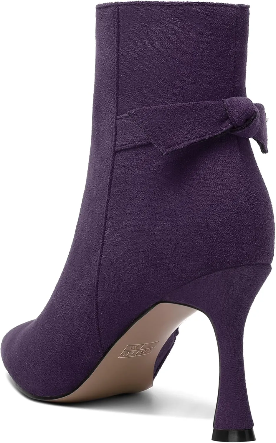 MOVINSTEPS Womens Dating Sexy Solid Zip Pointed Toe Suede Stiletto High Heel Ankle High Boots 3.3 Inch