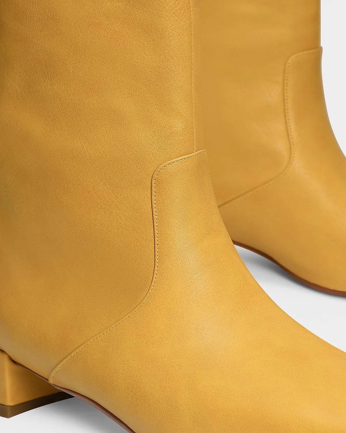 MUCCCUTE Knee High Boots - Boots for Women Square Toe Chunky Heels Tall Boots Pull-On PU Low Block Heel Long Boot