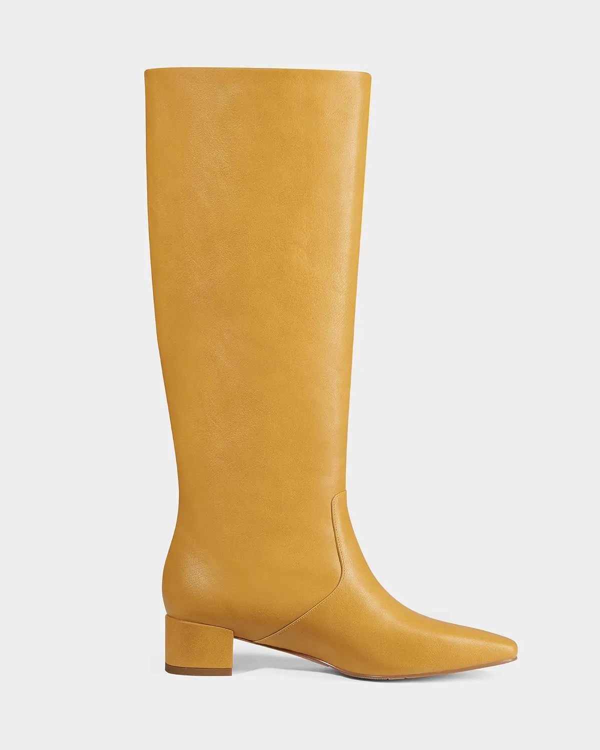 MUCCCUTE Knee High Boots - Boots for Women Square Toe Chunky Heels Tall Boots Pull-On PU Low Block Heel Long Boot