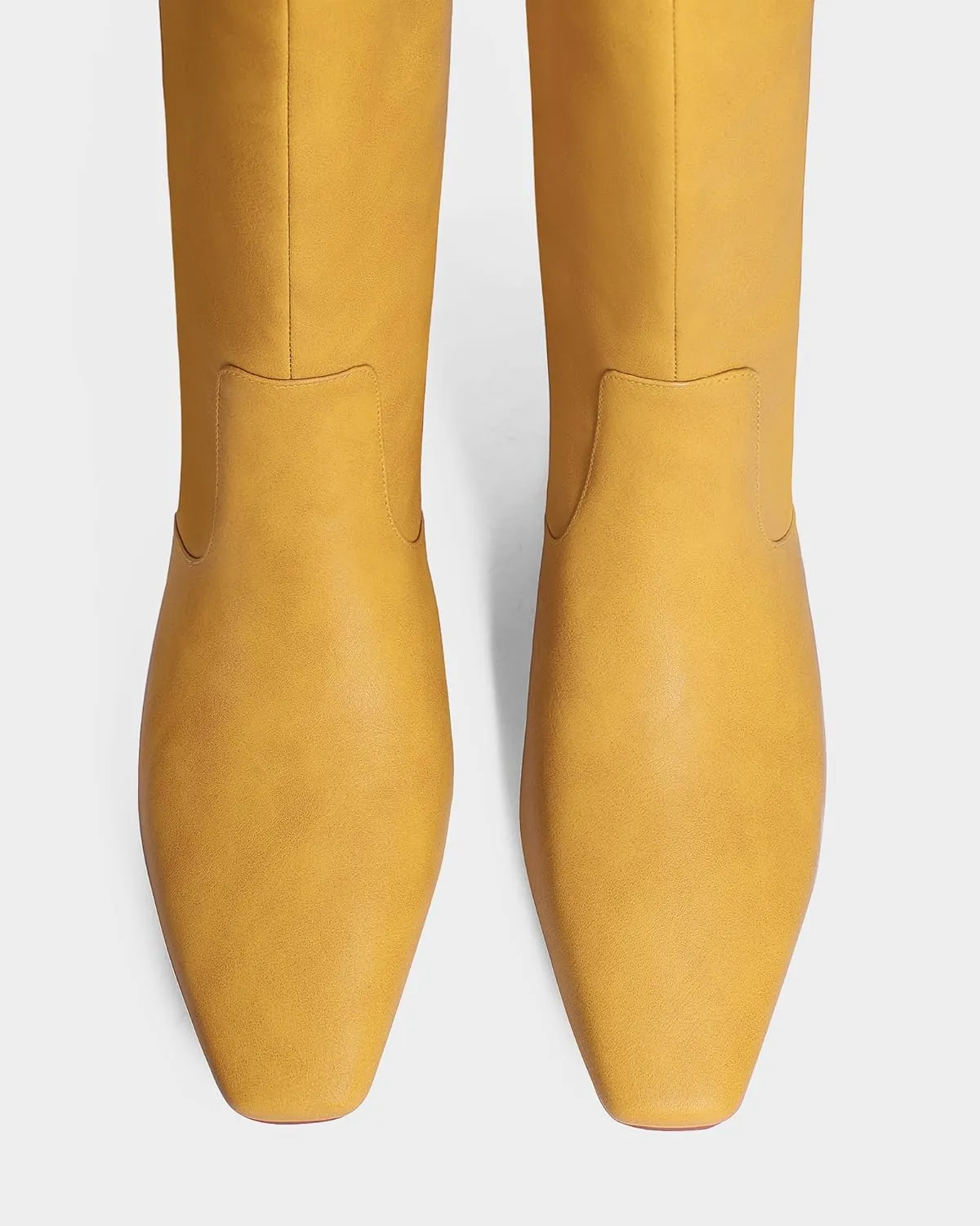 MUCCCUTE Knee High Boots - Boots for Women Square Toe Chunky Heels Tall Boots Pull-On PU Low Block Heel Long Boot