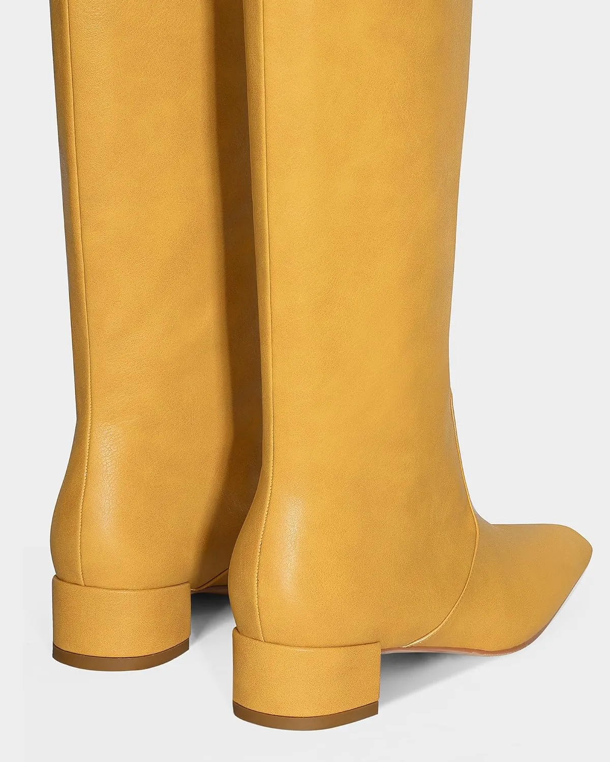 MUCCCUTE Knee High Boots - Boots for Women Square Toe Chunky Heels Tall Boots Pull-On PU Low Block Heel Long Boot