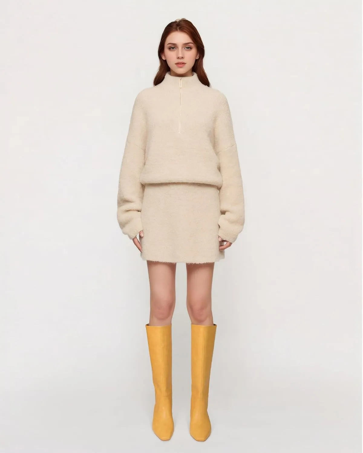 MUCCCUTE Knee High Boots - Boots for Women Square Toe Chunky Heels Tall Boots Pull-On PU Low Block Heel Long Boot