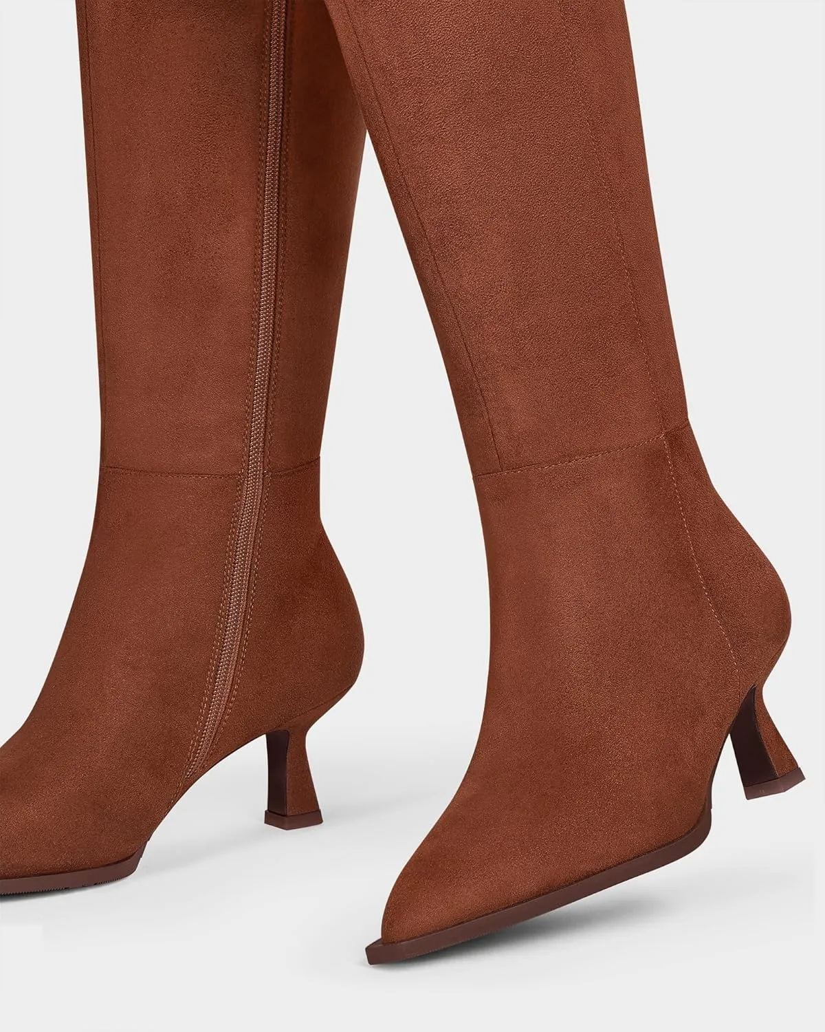 MUCCCUTE Knee High Boots for Women Tall Boots Kitten Heel Pointed Toe Slip On Comfort Fall Long Boots with Side Zipper Sexy Fashion