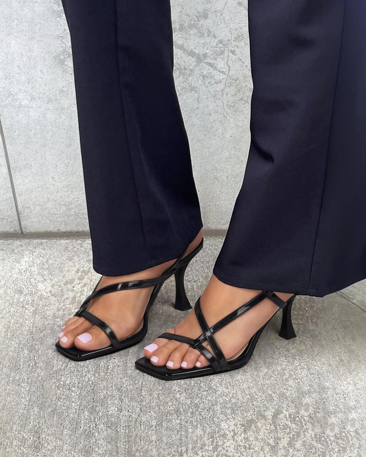 MUCCCUTE Strappy Kitten Heels for Women Square Open Toe Heeled Sandals Ankle Strap Party Prom Wedding Dressy