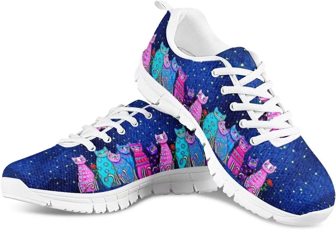 Mumeson Women Novelty Printed Air Mesh Running Sneakers Lightweight Lace-up Casual Walking Shoes