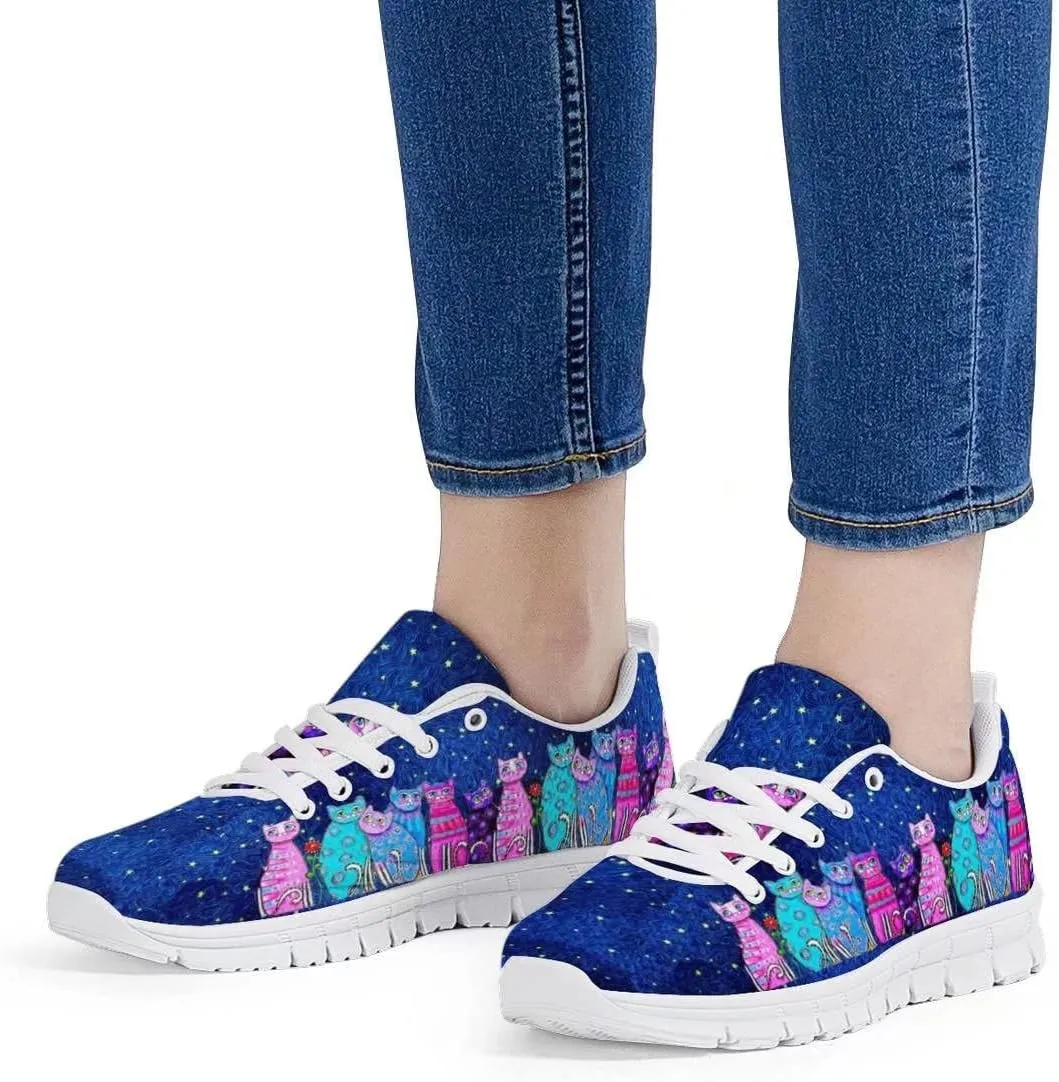 Mumeson Women Novelty Printed Air Mesh Running Sneakers Lightweight Lace-up Casual Walking Shoes