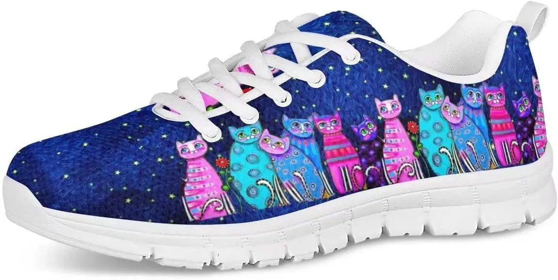 Mumeson Women Novelty Printed Air Mesh Running Sneakers Lightweight Lace-up Casual Walking Shoes