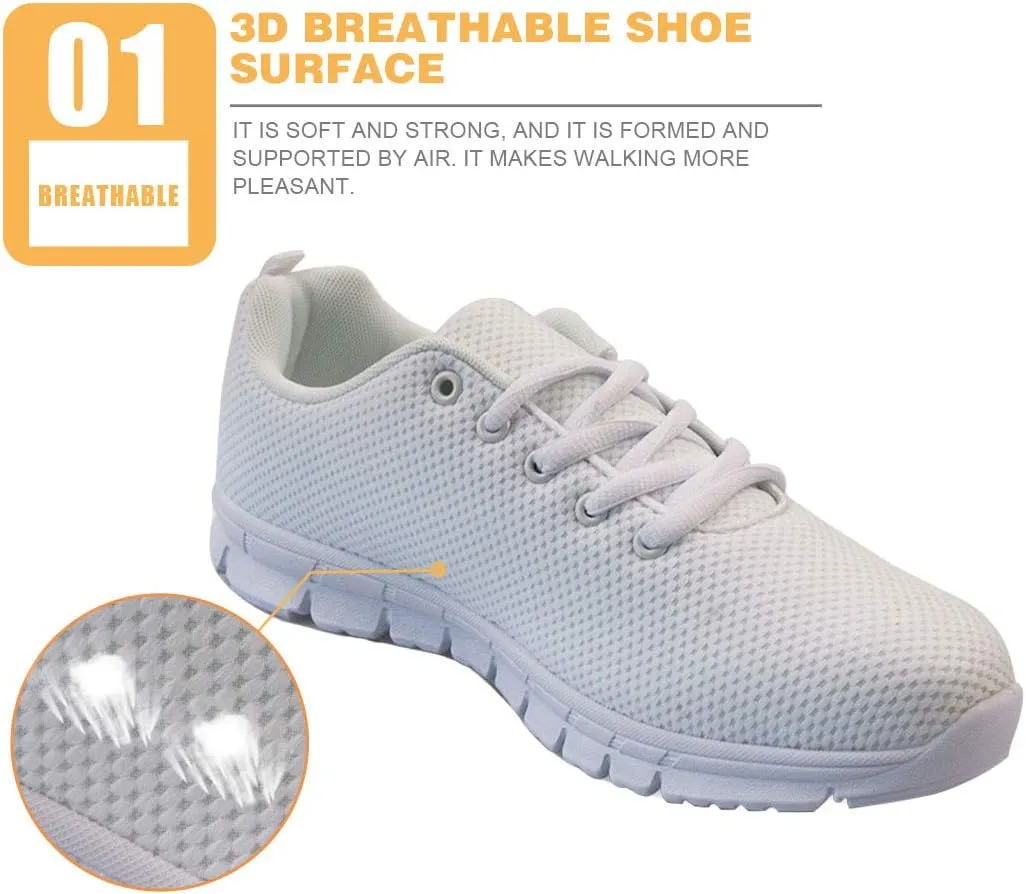 Mumeson Women Novelty Printed Air Mesh Running Sneakers Lightweight Lace-up Casual Walking Shoes