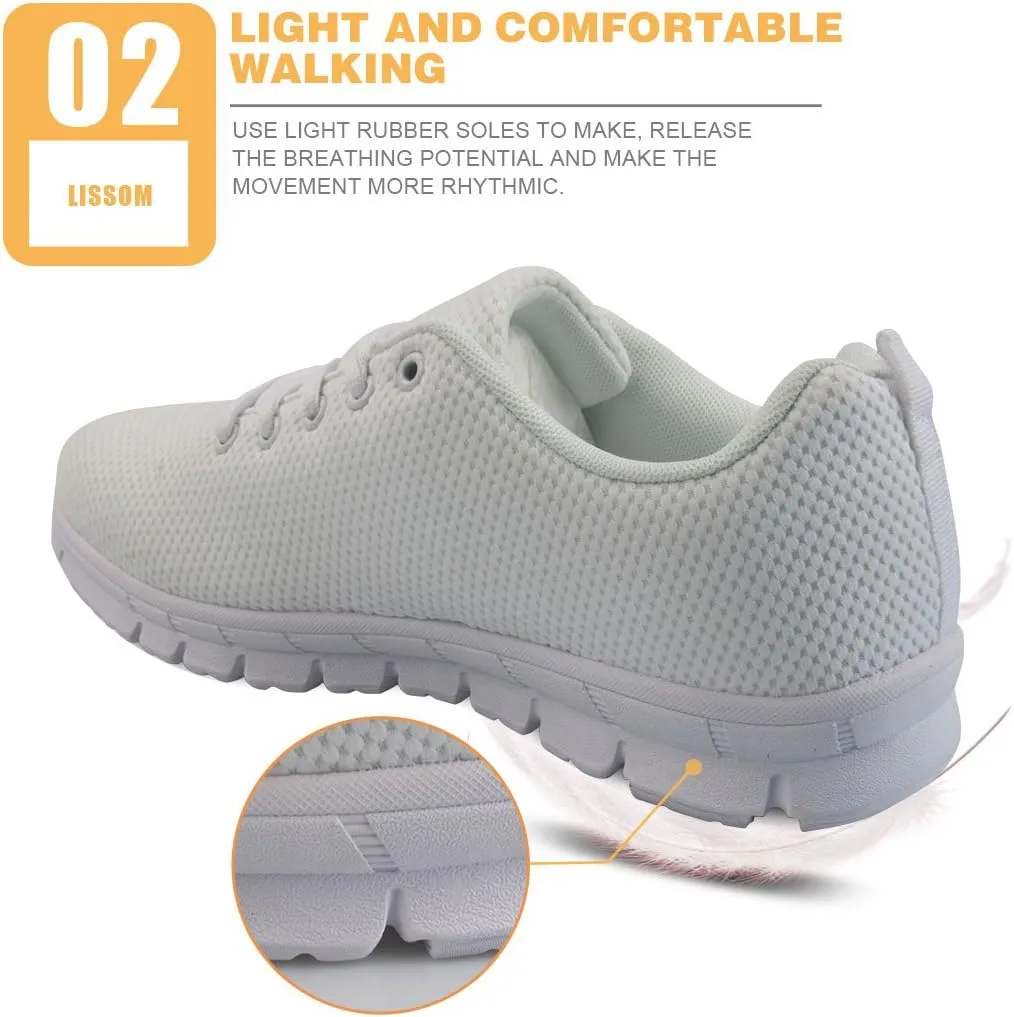 Mumeson Women Novelty Printed Air Mesh Running Sneakers Lightweight Lace-up Casual Walking Shoes