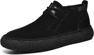Myallfeet Men's Frosted Leather Suede Suede Mid Top Board Shoes Retro Casual Fashion Design Walking Ankle Boots Classic Non Slip Lace Up Suede Oxford Sneakers