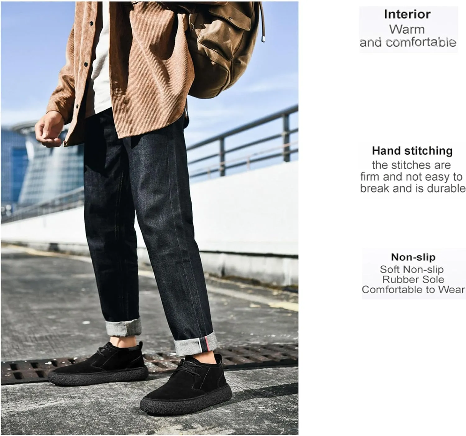 Myallfeet Men's Frosted Leather Suede Suede Mid Top Board Shoes Retro Casual Fashion Design Walking Ankle Boots Classic Non Slip Lace Up Suede Oxford Sneakers