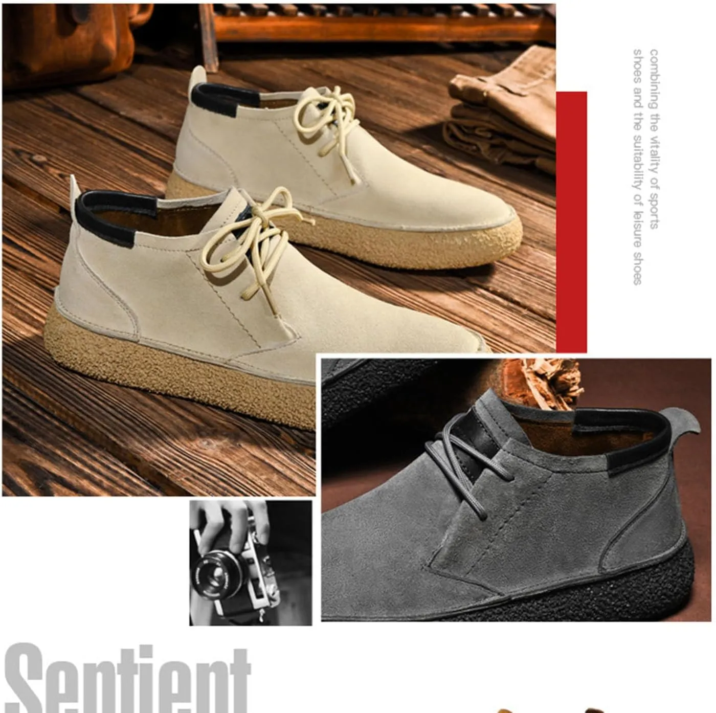 Myallfeet Men's Frosted Leather Suede Suede Mid Top Board Shoes Retro Casual Fashion Design Walking Ankle Boots Classic Non Slip Lace Up Suede Oxford Sneakers