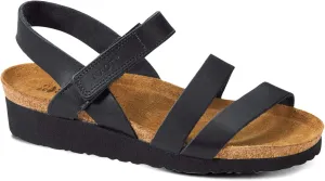 NAOT Kayla Women's Sandals – 3-Strap Support with Backstrap, Cork-Latex Footbed, Arch Support – Comfortable for All-Day Walking Black Matte Leather 5-5.5 N-M US