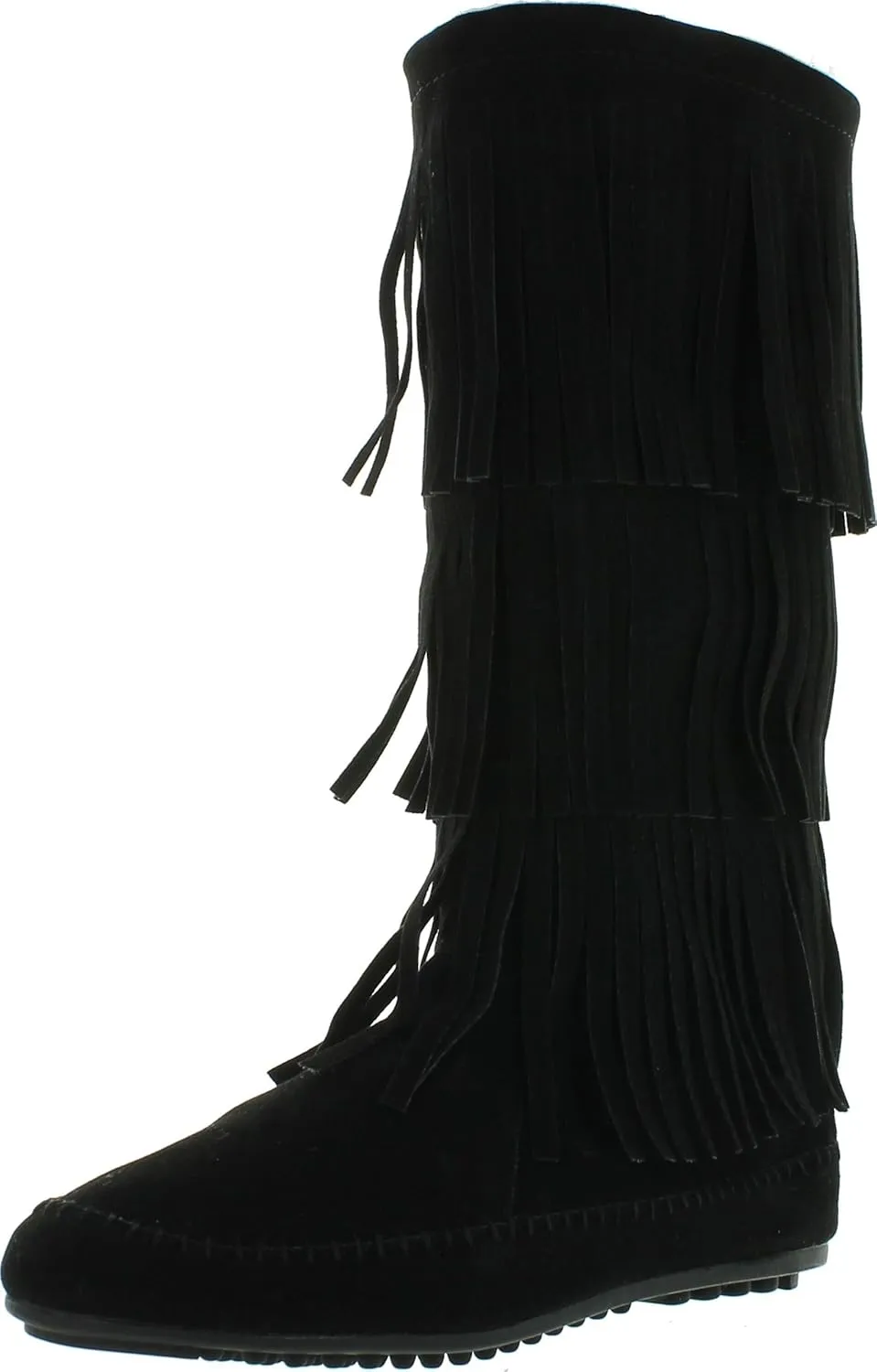 Nature Breeze Womens Cherokee-03 Fringe Mocassin Faux Suede Boots