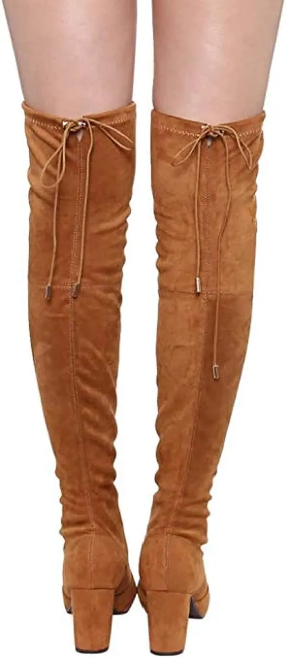 Nature Breeze Women's Thigh High Boots Stretchy Over The Knee Chunky Block Heel Boots-Bonita-20
