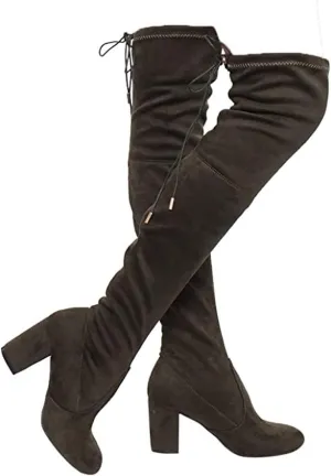 Nature Breeze Women's Thigh High Boots Stretchy Over The Knee Chunky Block Heel Boots-Bonita-20