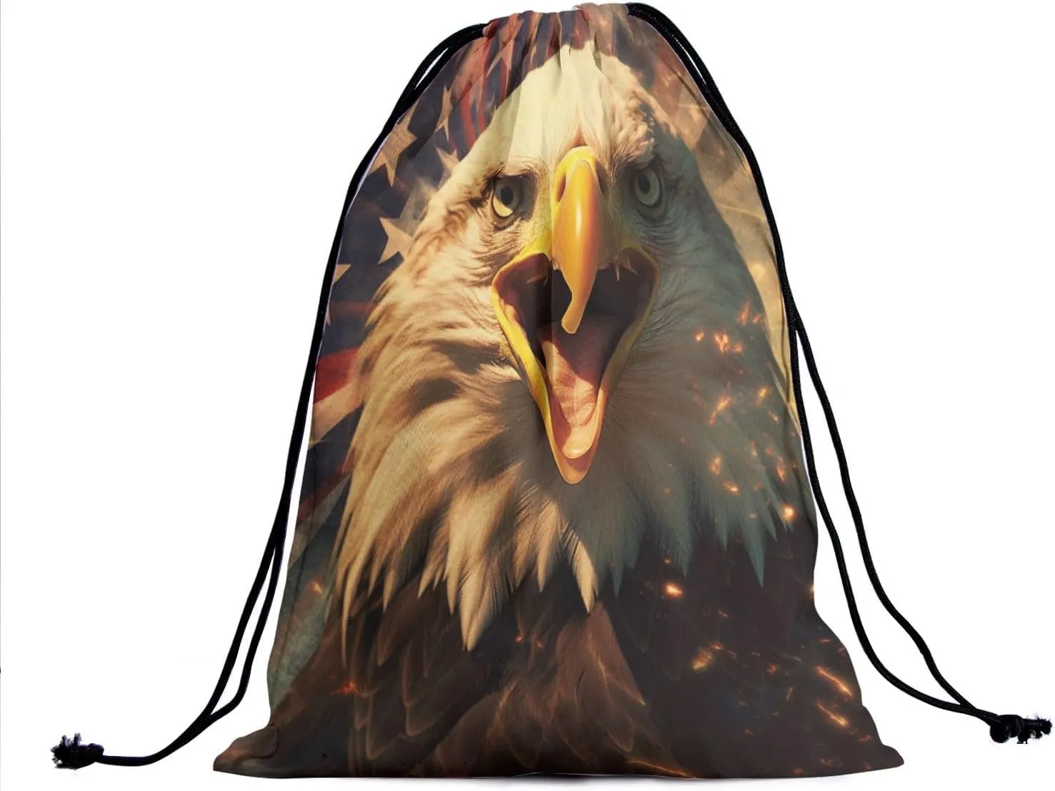 Nerxy American Flag Gymnastics Grip Bag - USA Bird Drawstring Grip Bag Adjustable Gymnastics Drawstring Pouch Water Resistant String Bag for Gym Sports Storage