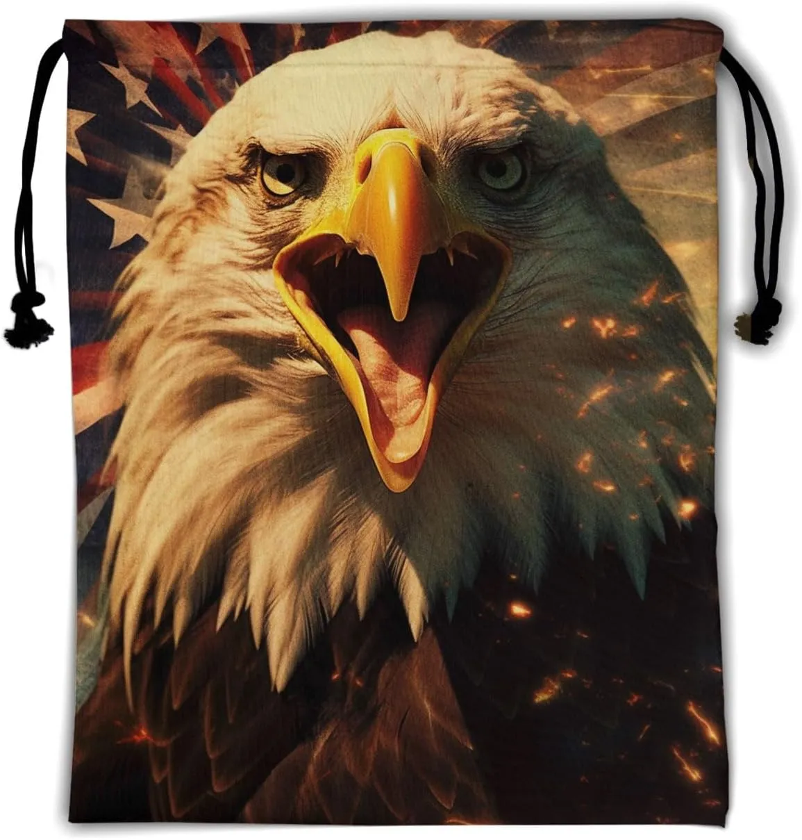 Nerxy American Flag Gymnastics Grip Bag - USA Bird Drawstring Grip Bag Adjustable Gymnastics Drawstring Pouch Water Resistant String Bag for Gym Sports Storage
