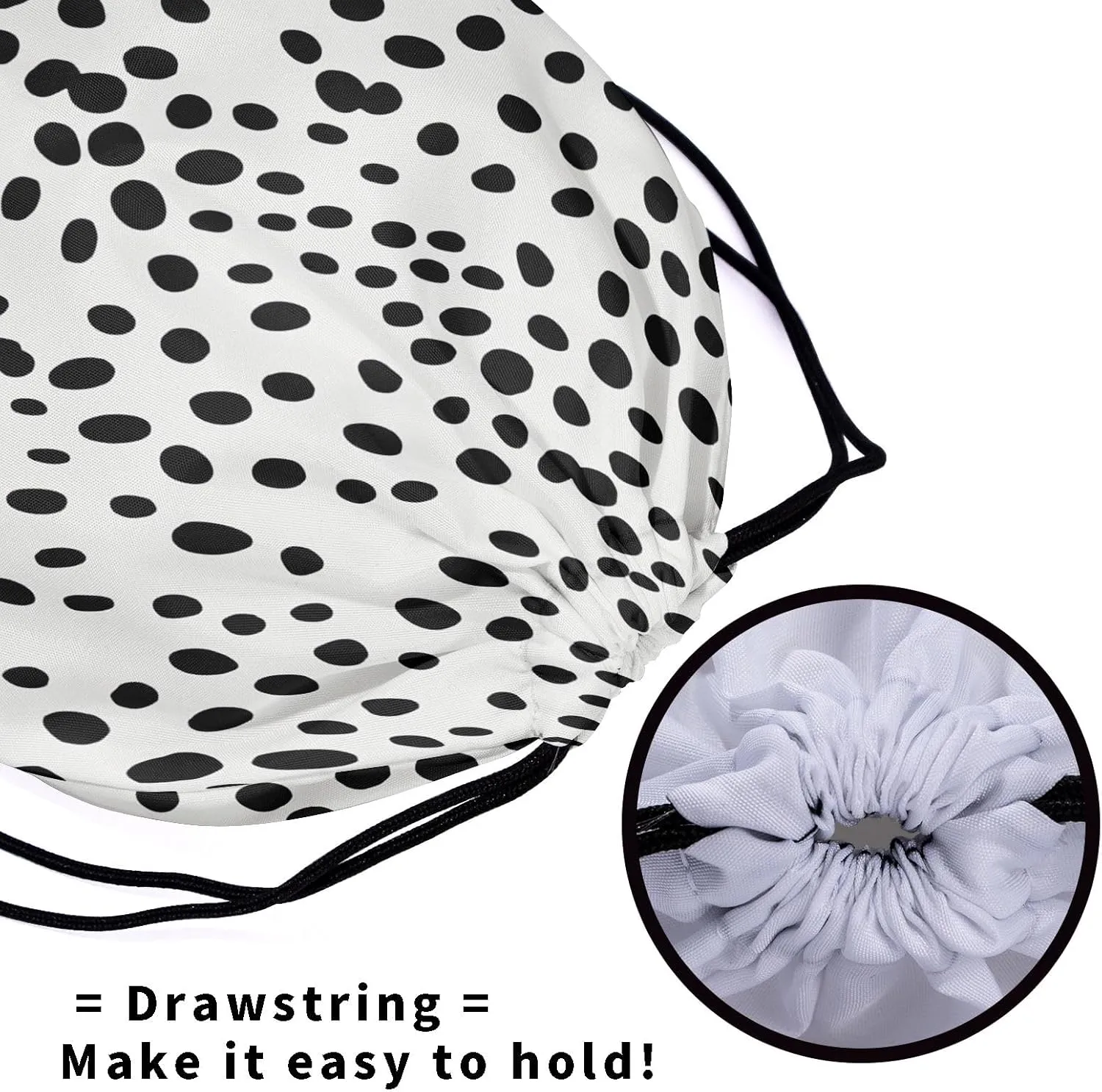 Nerxy Black Dots Gymnastics Grip Bag - Polka Dot Grips Bag Animal Gym Bag for Gymnasts Animal Spots Drawstring Storage Bags Pouch Adjustable