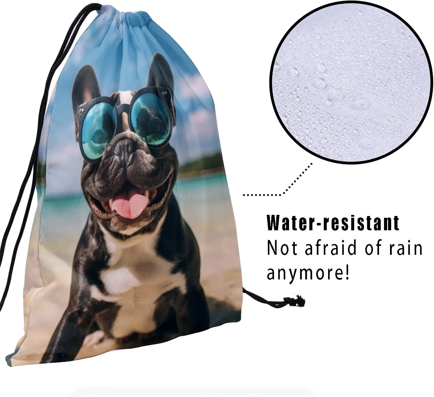Nerxy French Bulldog Gymnastics Grip Bag - Beach Dog Drawstring Grip Bag for Gymnasts Animal String Bag Pet Gym Drawstring Pouch for Travel Sports