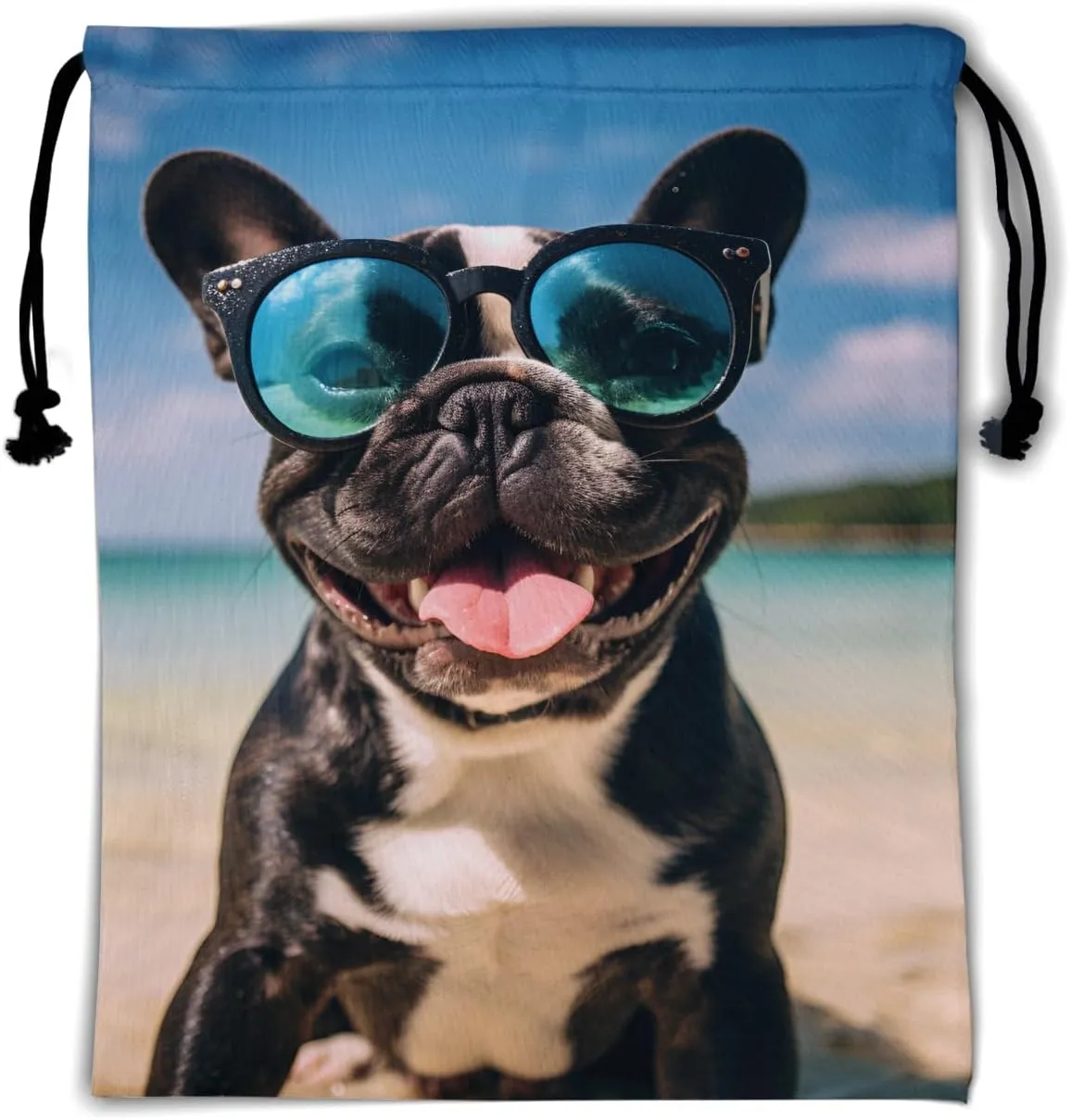 Nerxy French Bulldog Gymnastics Grip Bag - Beach Dog Drawstring Grip Bag for Gymnasts Animal String Bag Pet Gym Drawstring Pouch for Travel Sports