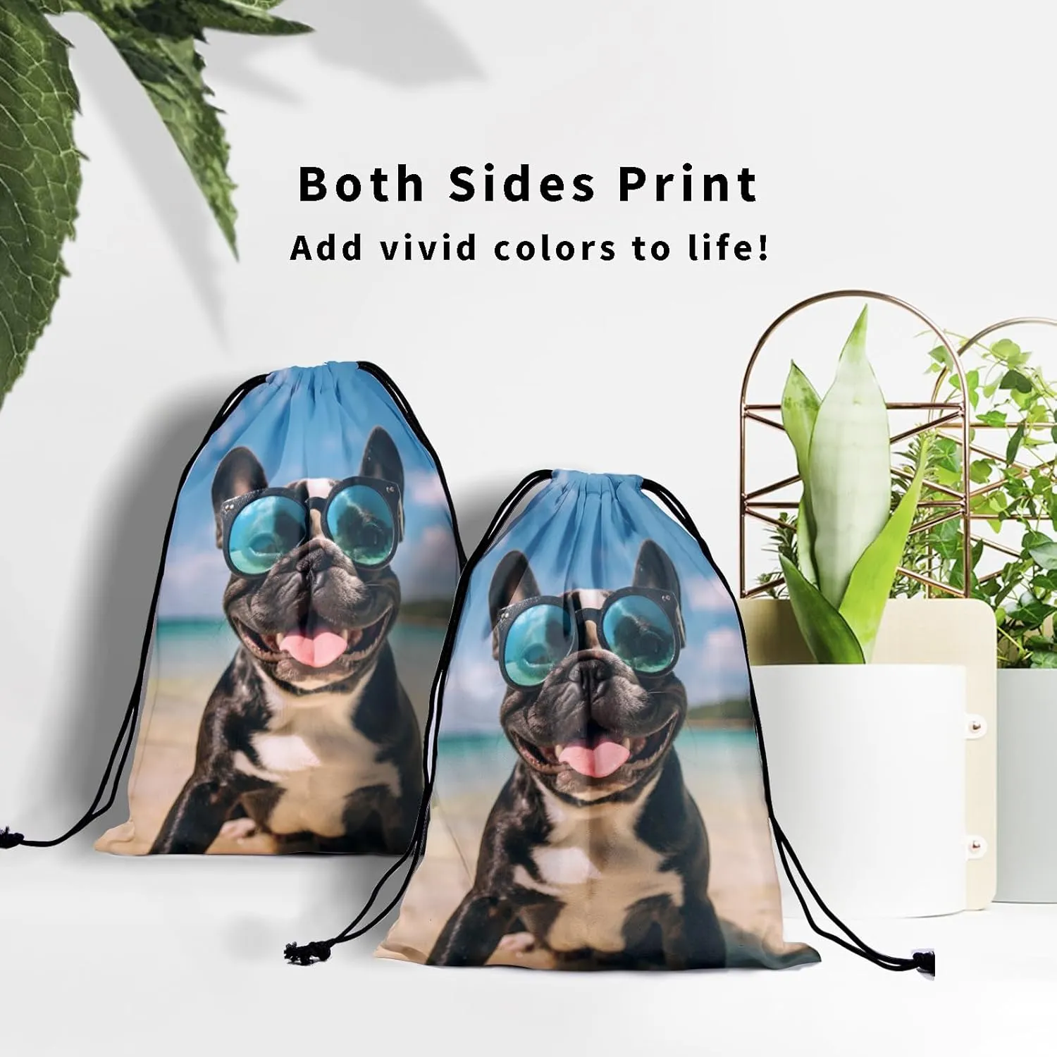 Nerxy French Bulldog Gymnastics Grip Bag - Beach Dog Drawstring Grip Bag for Gymnasts Animal String Bag Pet Gym Drawstring Pouch for Travel Sports