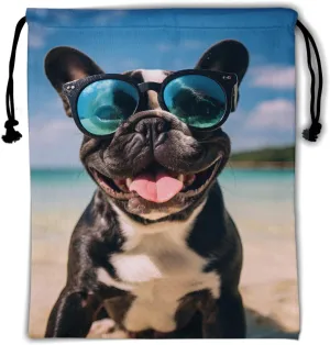 Nerxy French Bulldog Gymnastics Grip Bag - Beach Dog Drawstring Grip Bag for Gymnasts Animal String Bag Pet Gym Drawstring Pouch for Travel Sports