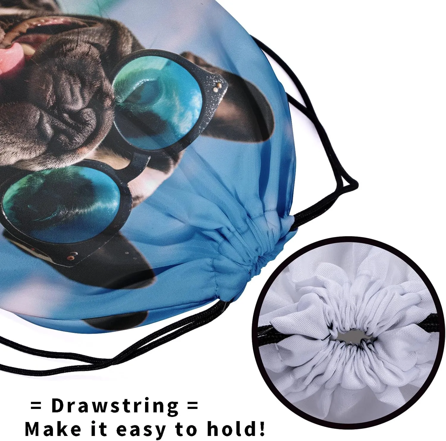 Nerxy French Bulldog Gymnastics Grip Bag - Beach Dog Drawstring Grip Bag for Gymnasts Animal String Bag Pet Gym Drawstring Pouch for Travel Sports