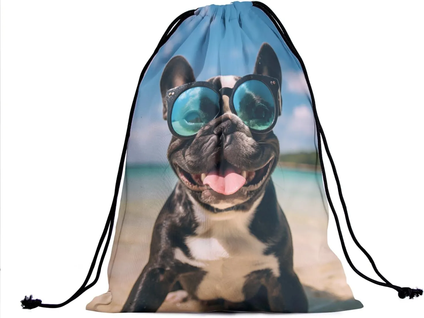 Nerxy French Bulldog Gymnastics Grip Bag - Beach Dog Drawstring Grip Bag for Gymnasts Animal String Bag Pet Gym Drawstring Pouch for Travel Sports